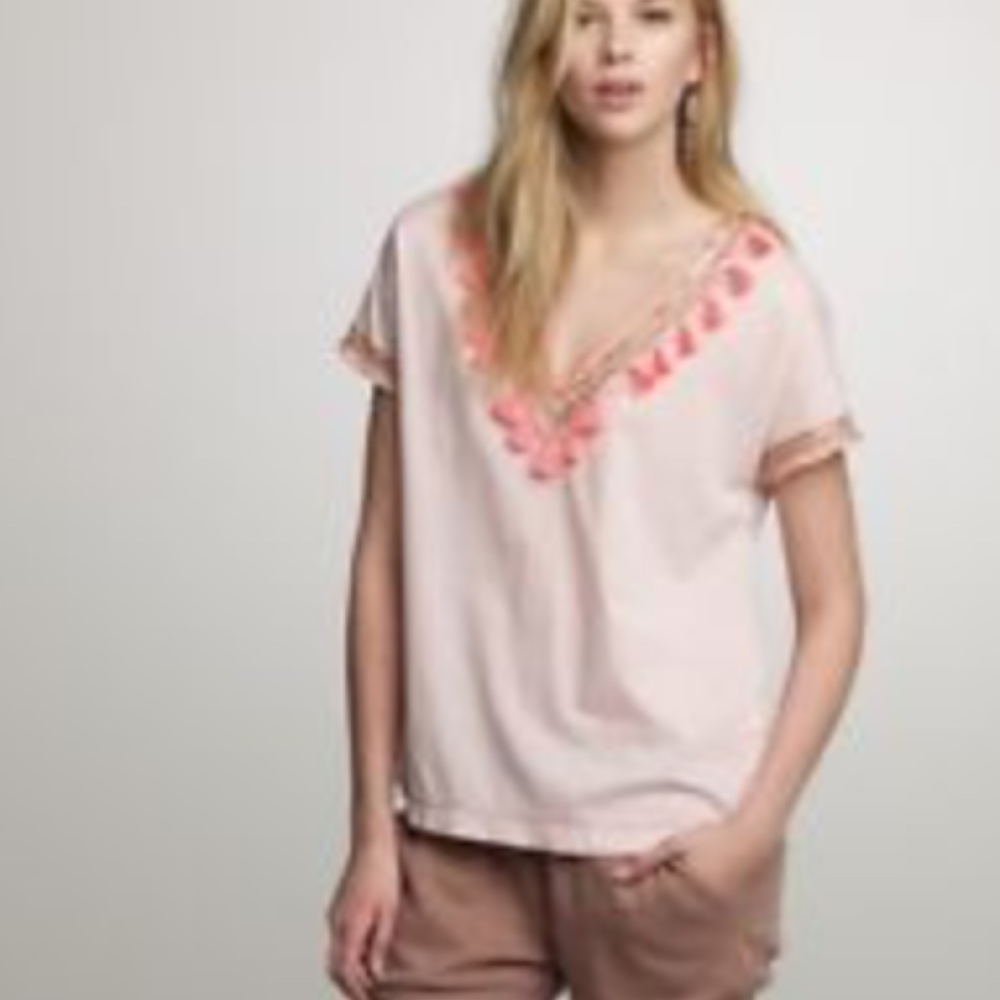 Pink J.Crew tassel and sequin top